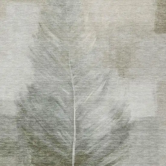 Khaki And Brown Botanical Leaves Washable Indoor Outdoor Area Rug Photo 3