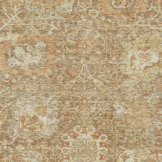 Khaki And Brown Damask Washable Indoor Outdoor Area Rug Photo 5