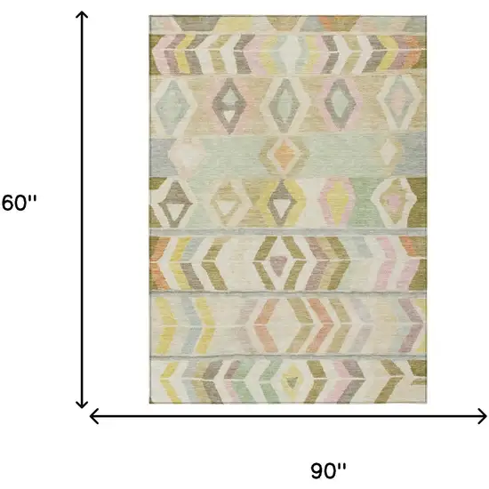 Khaki And Brown Tribal Washable Indoor Outdoor Area Rug Photo 7