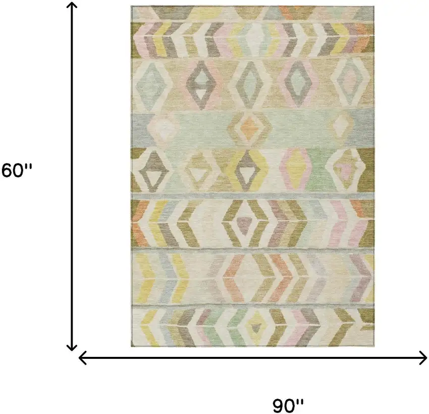 Khaki And Brown Tribal Washable Indoor Outdoor Area Rug Photo 7