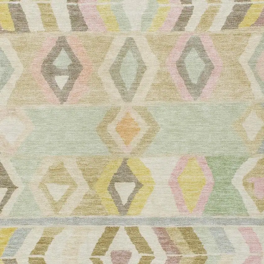 Khaki And Brown Tribal Washable Indoor Outdoor Area Rug Photo 3