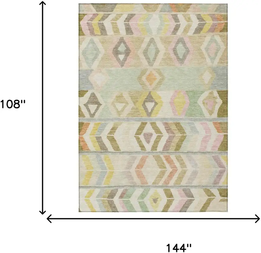 Khaki And Brown Tribal Washable Indoor Outdoor Area Rug Photo 7