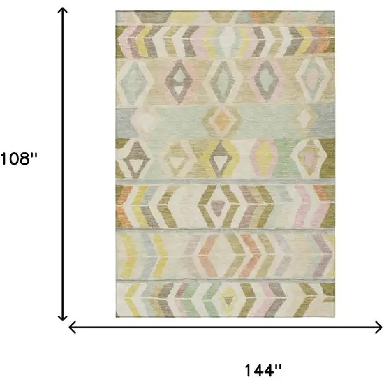 Khaki And Brown Tribal Washable Indoor Outdoor Area Rug Photo 7