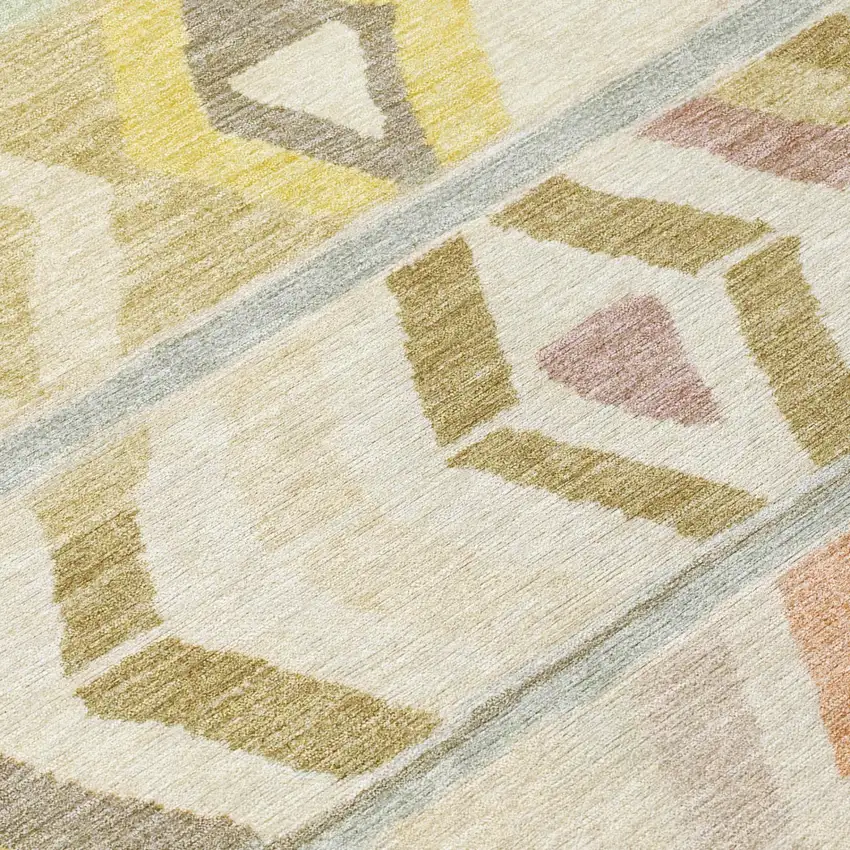 Khaki And Brown Tribal Washable Indoor Outdoor Area Rug Photo 6