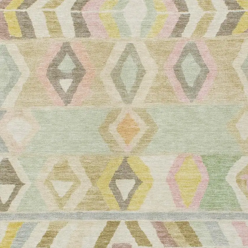 Khaki And Brown Tribal Washable Indoor Outdoor Area Rug Photo 3