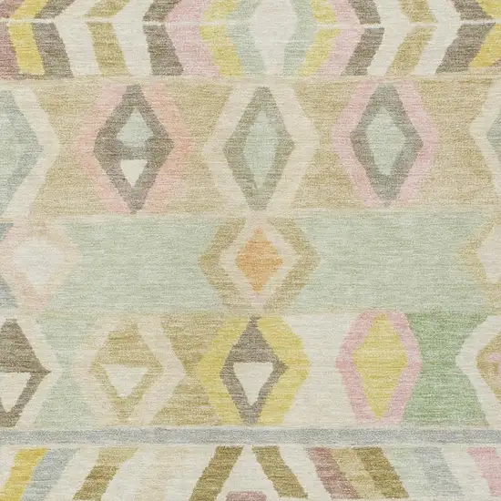 Khaki And Brown Tribal Washable Indoor Outdoor Area Rug Photo 3
