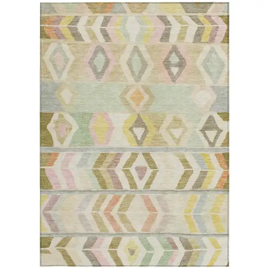 Khaki And Brown Tribal Washable Indoor Outdoor Area Rug Photo 4