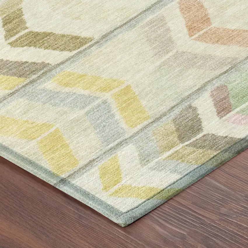 Khaki And Brown Tribal Washable Indoor Outdoor Area Rug Photo 5