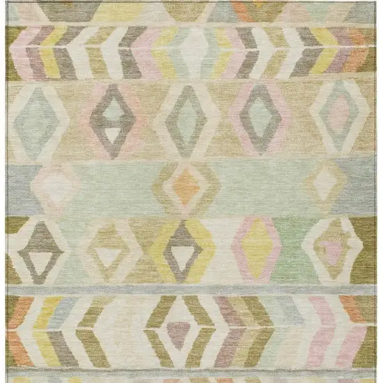 Khaki And Brown Tribal Washable Indoor Outdoor Area Rug Photo 4
