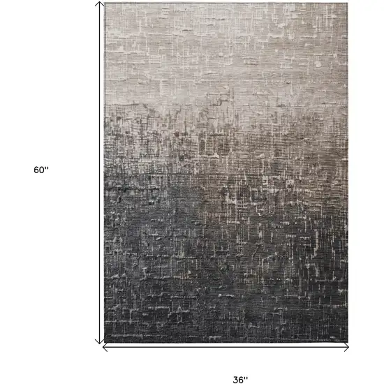 Khaki And Dark Gray Ombre Washable Indoor Outdoor Area Rug Photo 7
