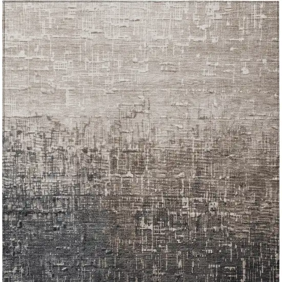 Khaki And Dark Gray Ombre Washable Indoor Outdoor Area Rug Photo 5