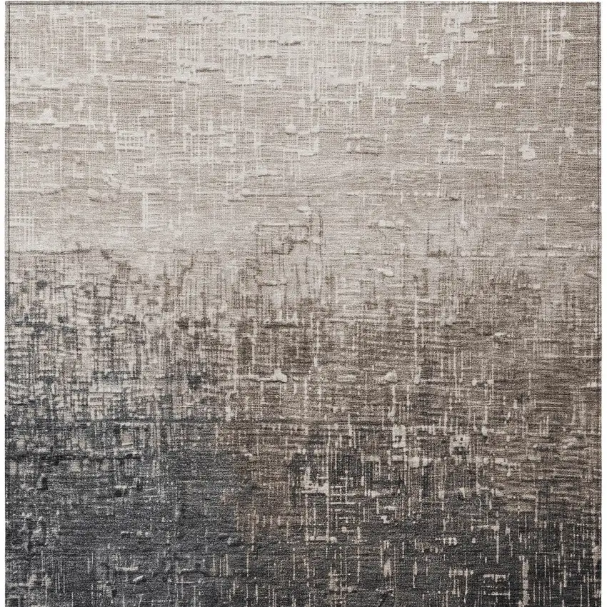 Khaki And Dark Gray Ombre Washable Indoor Outdoor Area Rug Photo 5