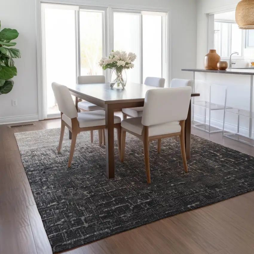 Khaki And Dark Gray Ombre Washable Indoor Outdoor Area Rug Photo 9