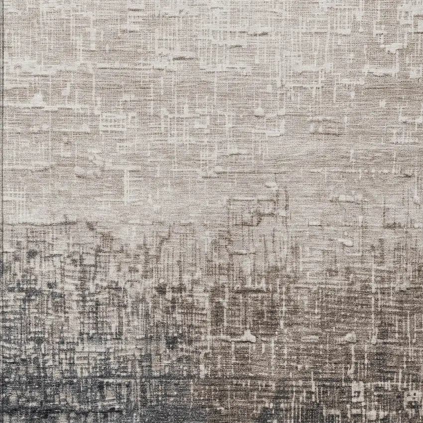 Khaki And Dark Gray Ombre Washable Indoor Outdoor Area Rug Photo 6