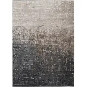 Photo of Khaki And Dark Gray Ombre Washable Indoor Outdoor Area Rug