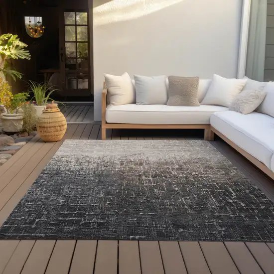 Khaki And Dark Gray Ombre Washable Indoor Outdoor Area Rug Photo 9