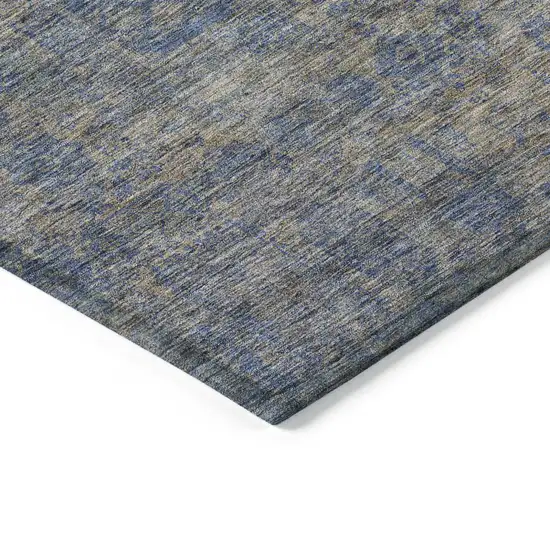 Khaki And Denim Blue Oriental Washable Indoor Outdoor Area Rug Photo 4