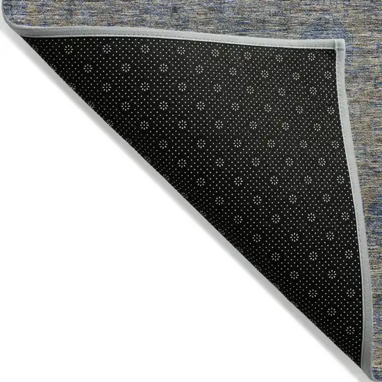 Khaki And Denim Blue Oriental Washable Indoor Outdoor Area Rug Photo 3