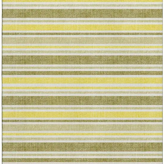 Khaki And Gold Striped Washable Area Rug With UV Protection Photo 3