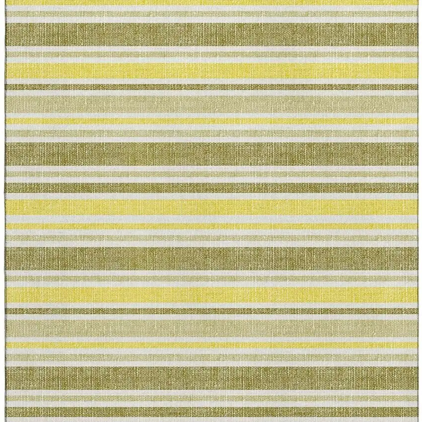 Khaki And Gold Striped Washable Area Rug With UV Protection Photo 3