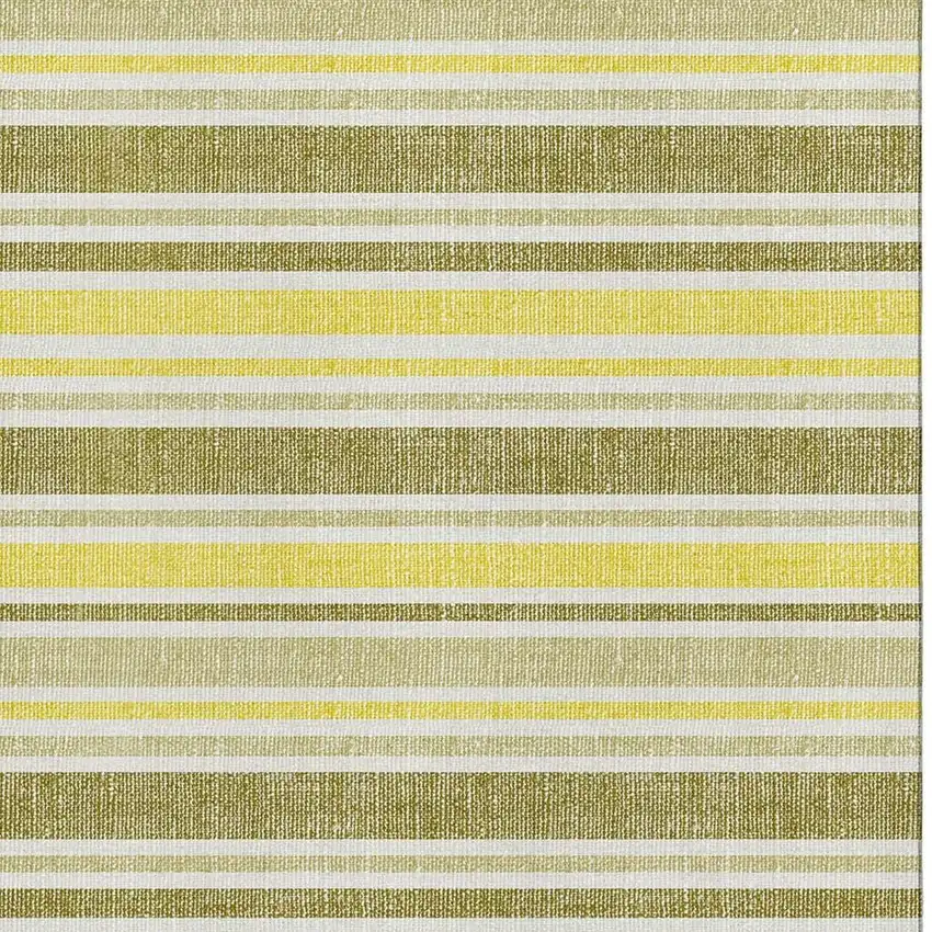 Khaki And Gold Striped Washable Area Rug With UV Protection Photo 2
