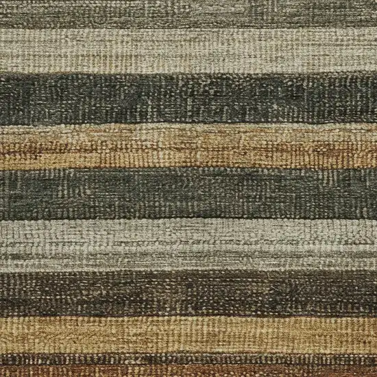 Khaki And Gold Striped Washable Indoor Outdoor Area Rug Photo 3