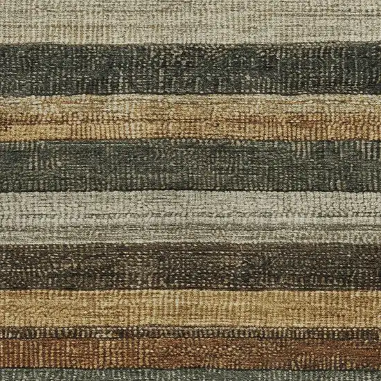 Khaki And Gold Striped Washable Indoor Outdoor Area Rug Photo 3