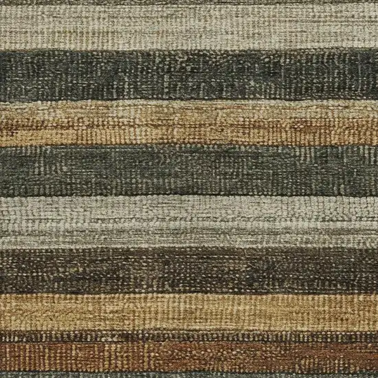 Khaki And Gold Striped Washable Indoor Outdoor Area Rug Photo 3