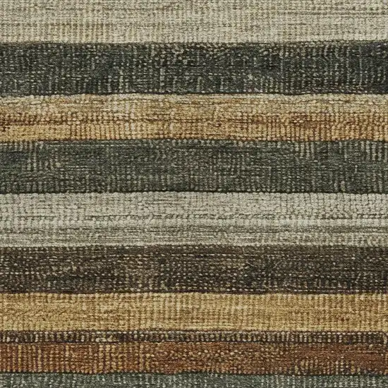 Khaki And Gold Striped Washable Indoor Outdoor Area Rug Photo 3