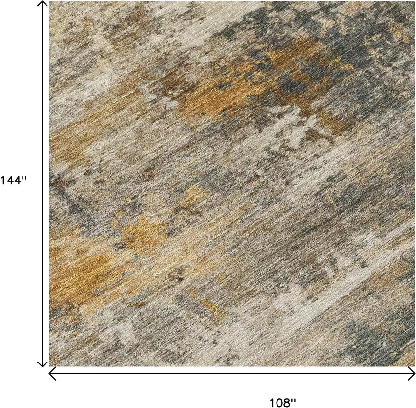 Khaki And Gray Abstract Washable Indoor Outdoor Area Rug Photo 5