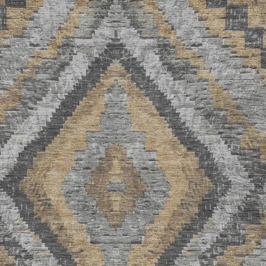 Khaki And Gray Aztec Washable Indoor Outdoor Area Rug Photo 4