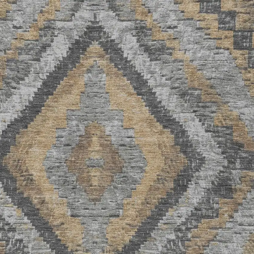 Khaki And Gray Aztec Washable Indoor Outdoor Area Rug Photo 4