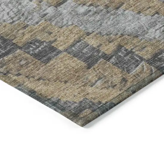 Khaki And Gray Aztec Washable Indoor Outdoor Area Rug Photo 6