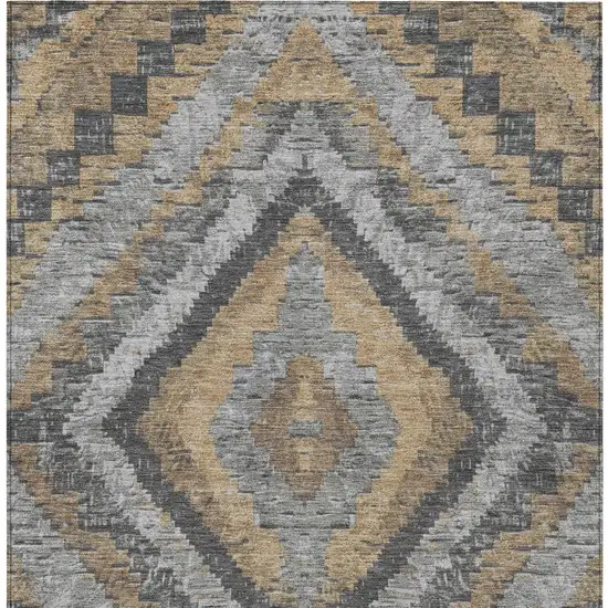 Khaki And Gray Aztec Washable Indoor Outdoor Area Rug Photo 9