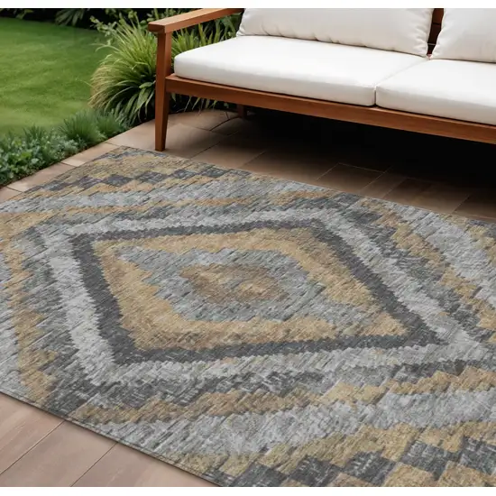 Khaki And Gray Aztec Washable Indoor Outdoor Area Rug Photo 2