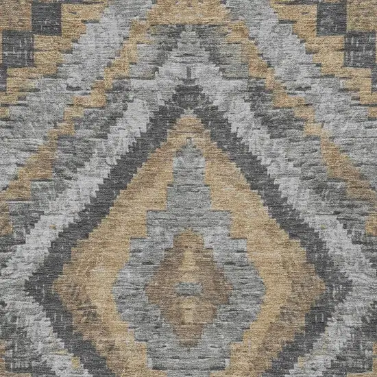Khaki And Gray Aztec Washable Indoor Outdoor Area Rug Photo 4