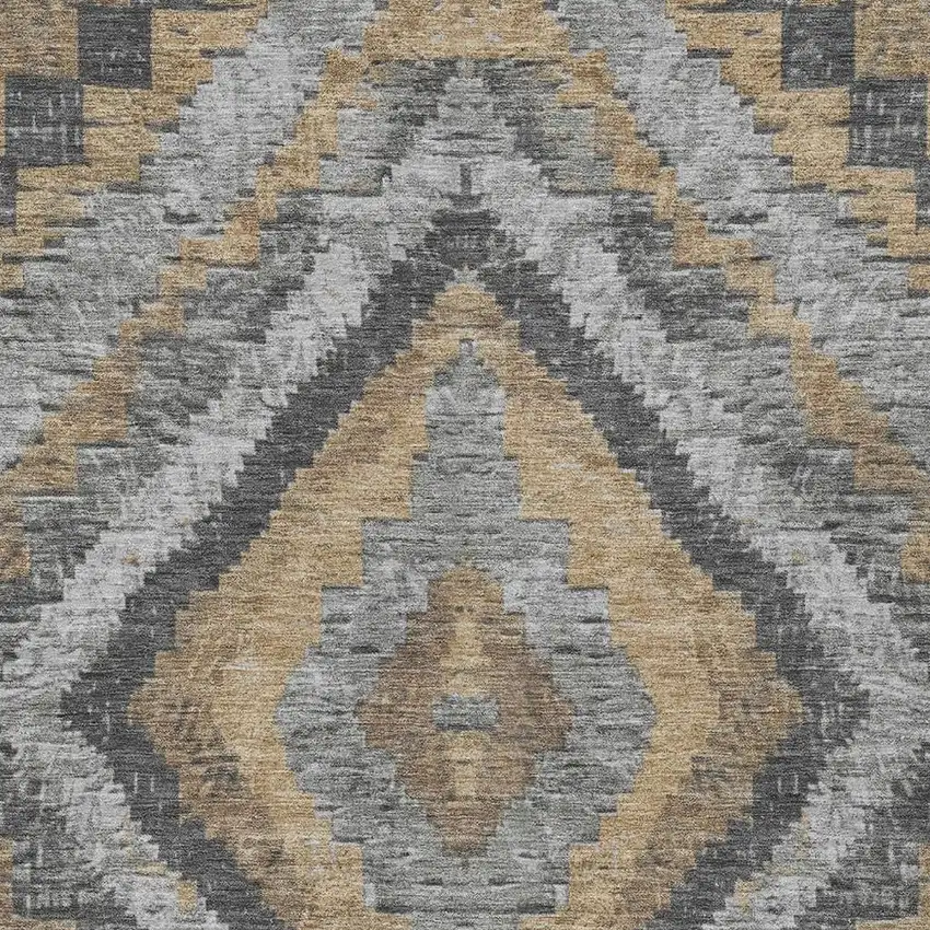 Khaki And Gray Aztec Washable Indoor Outdoor Area Rug Photo 4