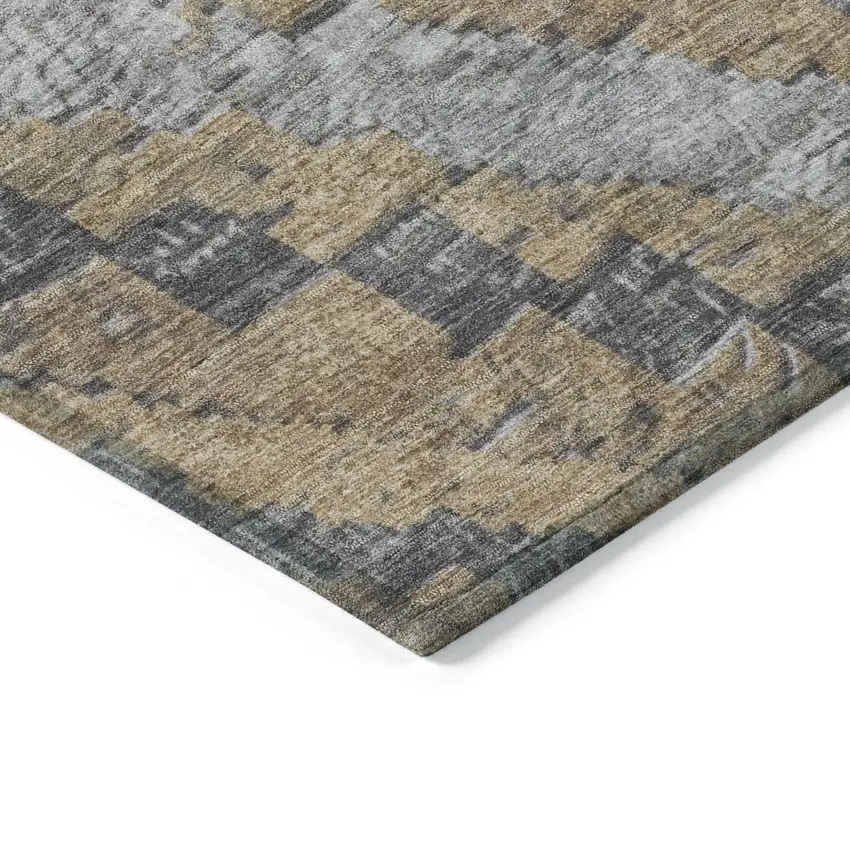 Khaki And Gray Aztec Washable Indoor Outdoor Area Rug Photo 6