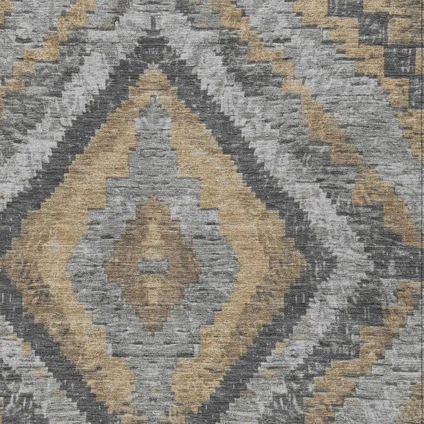 Khaki And Gray Aztec Washable Indoor Outdoor Area Rug Photo 4