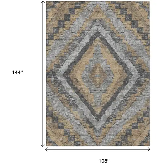 Khaki And Gray Aztec Washable Indoor Outdoor Area Rug Photo 9