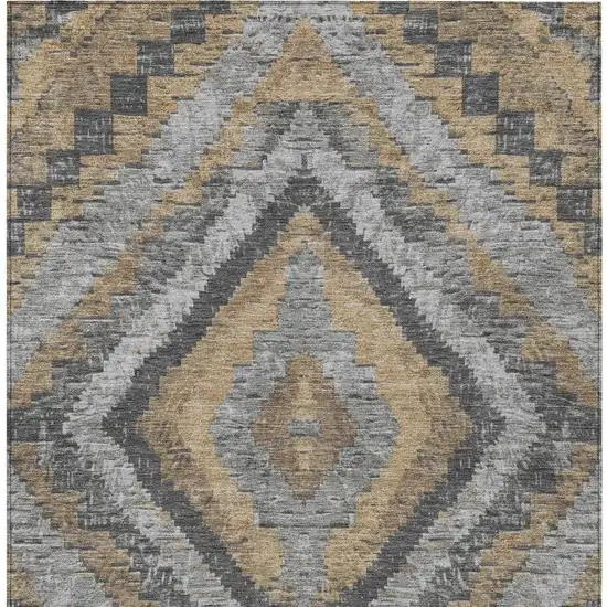 Khaki And Gray Aztec Washable Indoor Outdoor Area Rug Photo 4