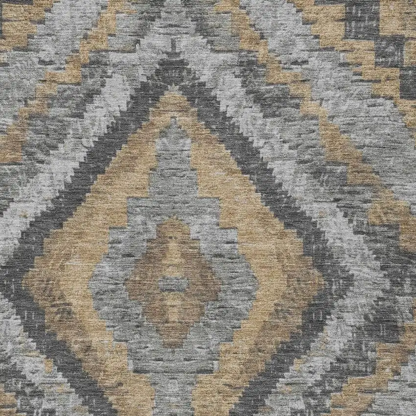 Khaki And Gray Aztec Washable Indoor Outdoor Area Rug Photo 3