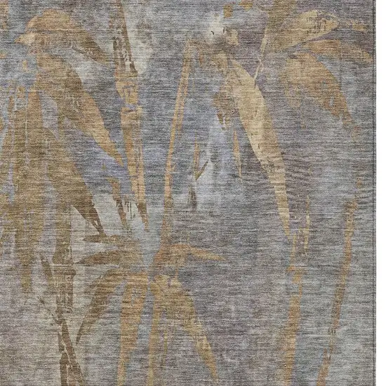 Khaki And Gray Botanical Leaves Washable Indoor Outdoor Area Rug Photo 5