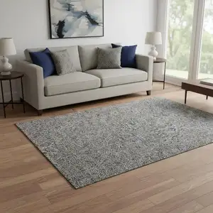 Photo of Khaki And Gray Floral Washable Area Rug With UV Protection