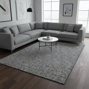 Photo of Khaki And Gray Floral Washable Area Rug With UV Protection