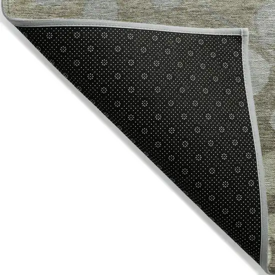 Khaki And Gray Floral Washable Indoor Outdoor Area Rug Photo 8