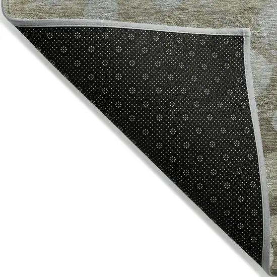 Khaki And Gray Floral Washable Indoor Outdoor Area Rug Photo 7