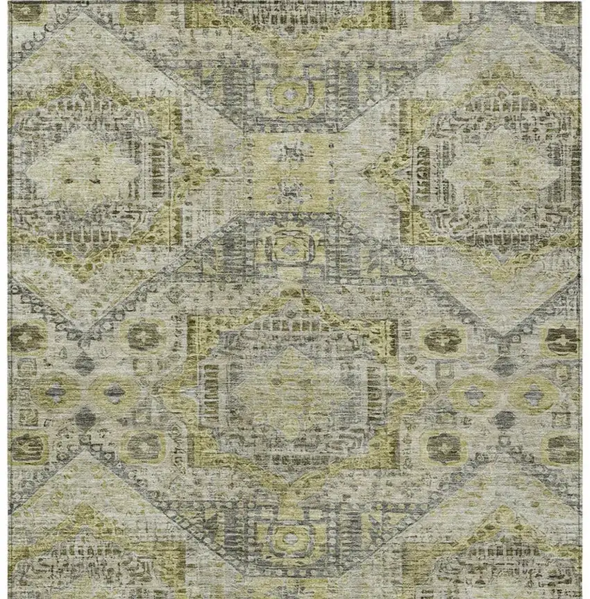 Khaki And Gray Moroccan Washable Indoor Outdoor Area Rug Photo 9
