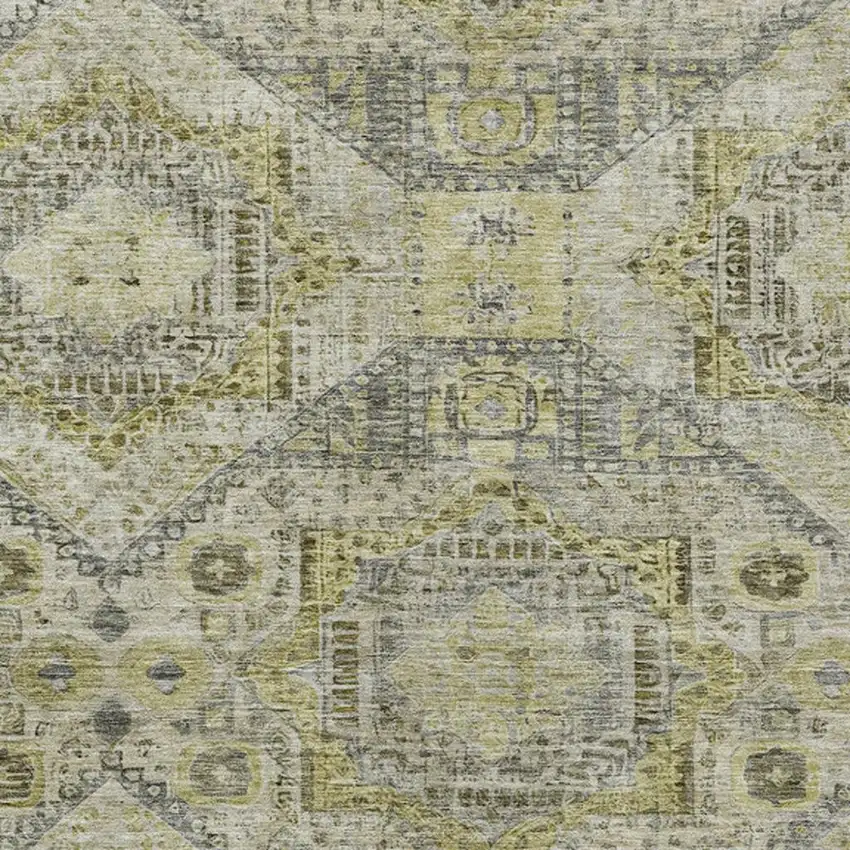 Khaki And Gray Moroccan Washable Indoor Outdoor Area Rug Photo 7