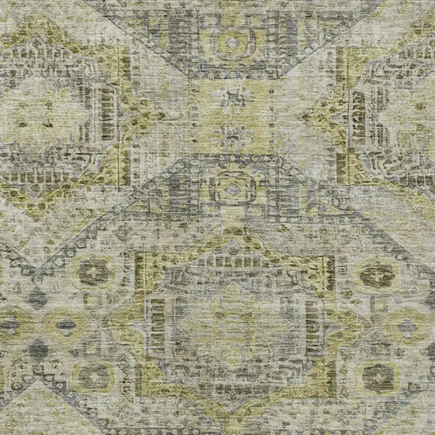 Khaki And Gray Moroccan Washable Indoor Outdoor Area Rug Photo 4